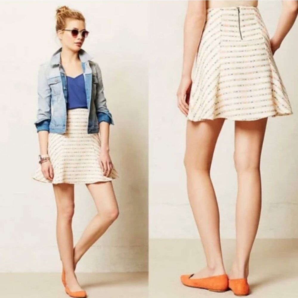 Maeve by Anthropologie Lucaya Tweed Twirl Swing Skirt | Size 4 | Made in USA